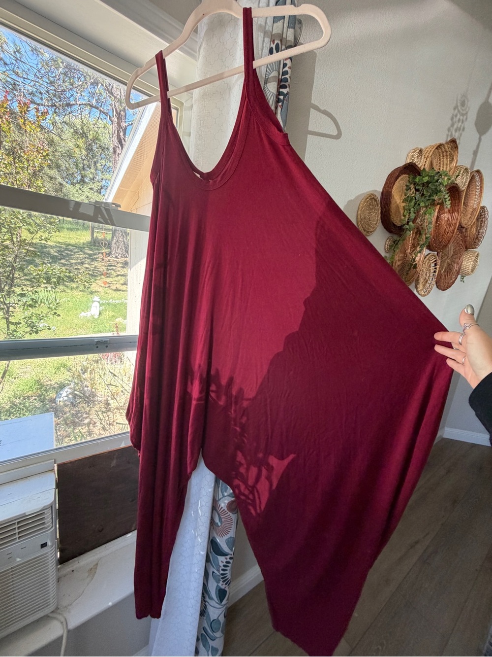 Three Bird Nest Burgundy Sleeveless Harem Jumpsuit